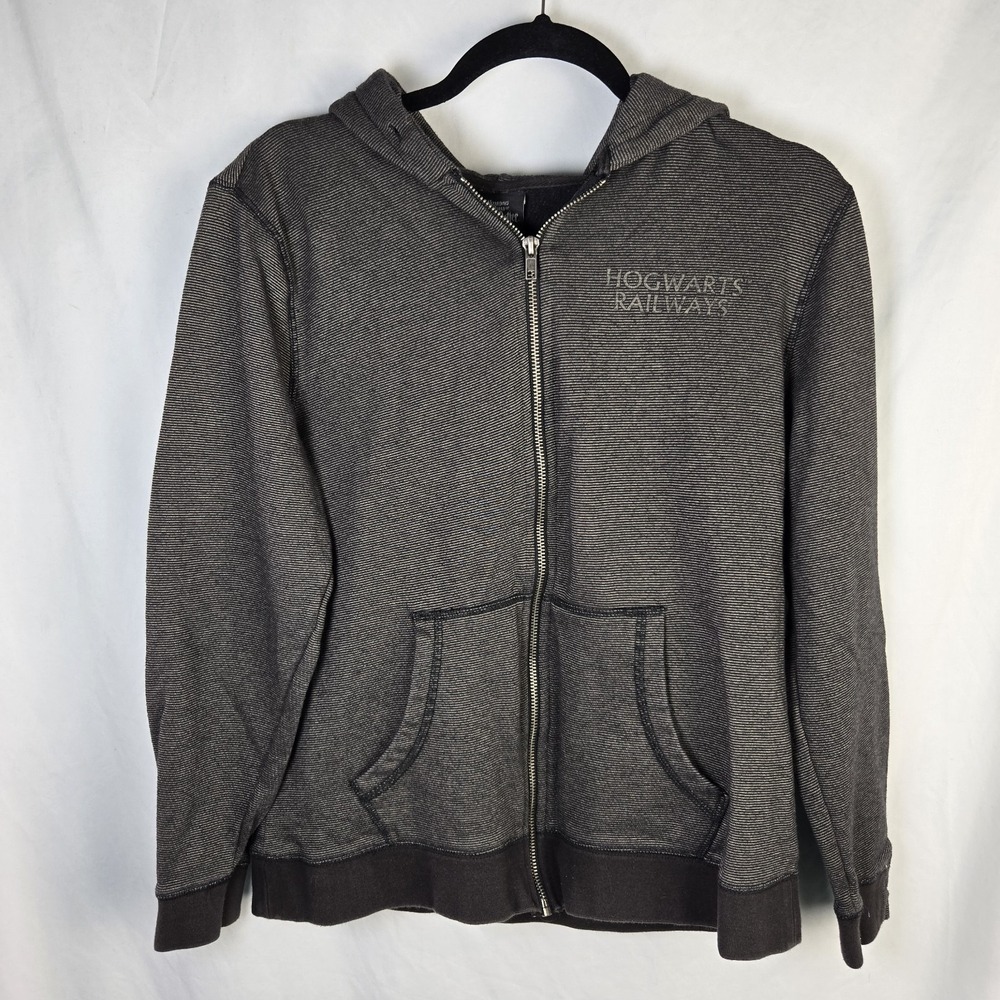 Hogwarts Railways Striped Hoodie Jacket Lg Wizarding World Harry Potter Full Zip